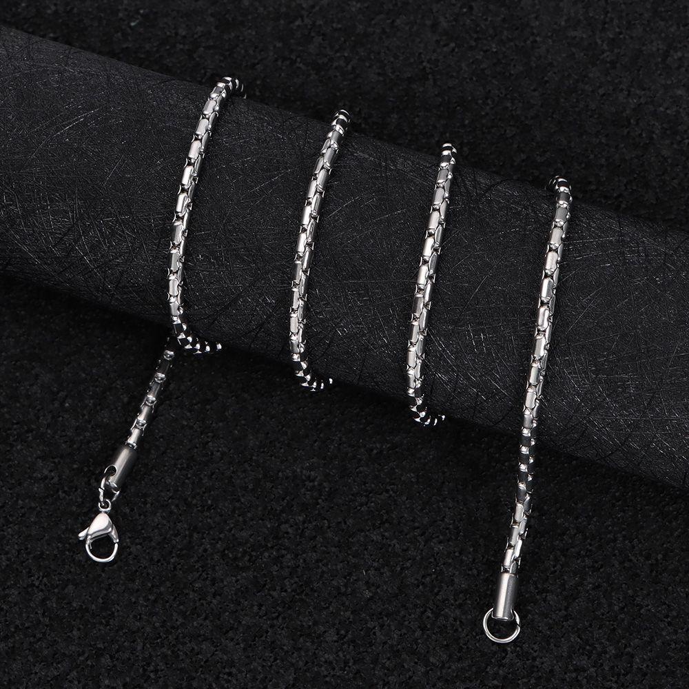 TOP Kalung Stainless Steel Pesta Warna Silver Hip Hop Statement