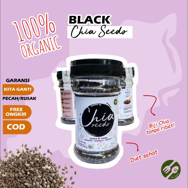 

CHIA SEED / CHIASEEDS ORGANIC BLACK BOTOL 100 GRAM JURUS SEHAT MANDAGITA