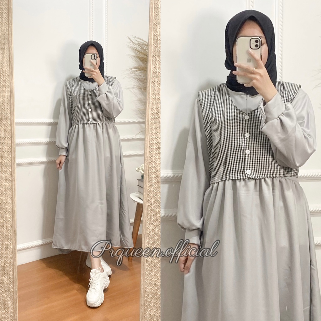 ARSY MIDI DRESS 2IN1 - DRESS MUSLIM CASUAL - MAXI DRESS WANITA KOREAN STYLE