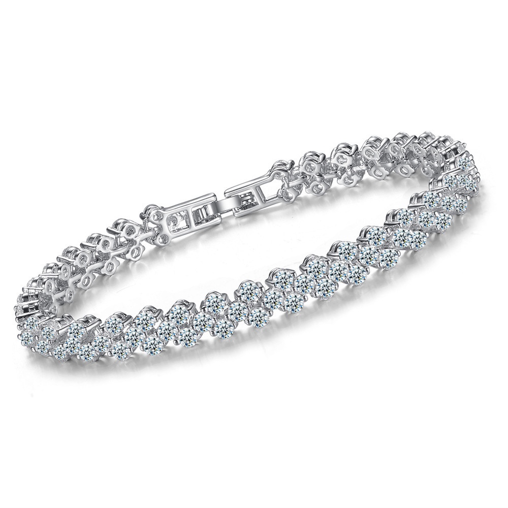 Gelang Kristal Zircon Bahan Stainless Steel Warna Silver Untuk Wanita