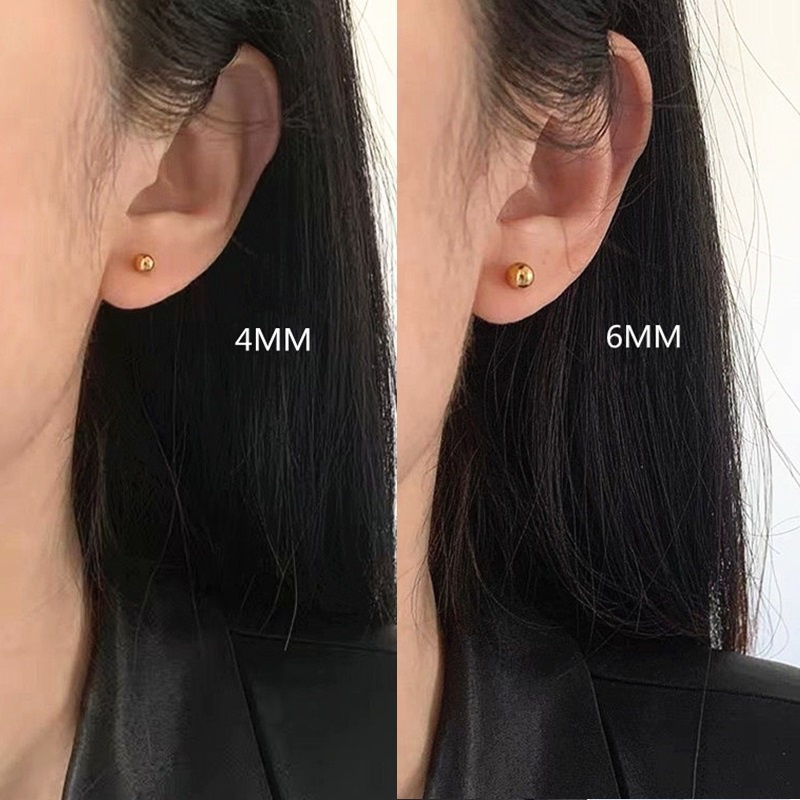 Anting Titanium Asli Manik Cantik Lapis Emas 18K Anti Karat Perhiasan Fashion Korea