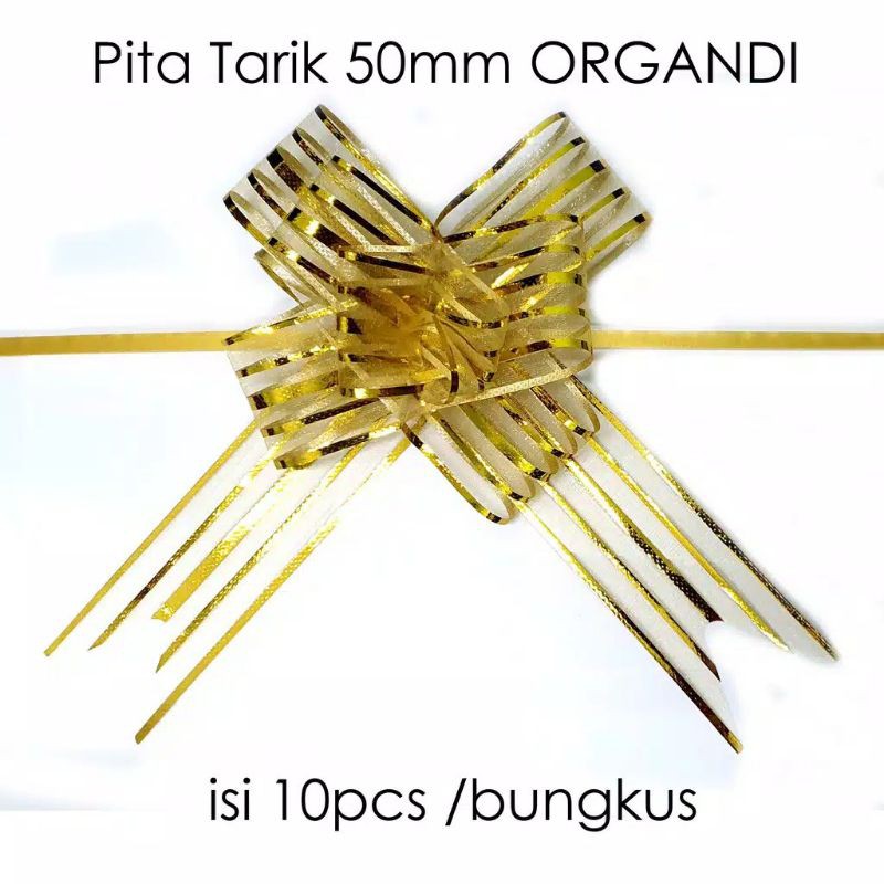 

PITA TARIK Organdi 50mm isi 10pcs Serut Besar 50 mm Kain Kaca Metalik Organza 10 helai