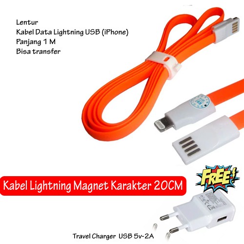 Trend-PAKET BUNDLING Universal Kabel iPhone Lightning Magnet 20cm Plus TRAVEL CHARGER SAMSUNG 5V-2A