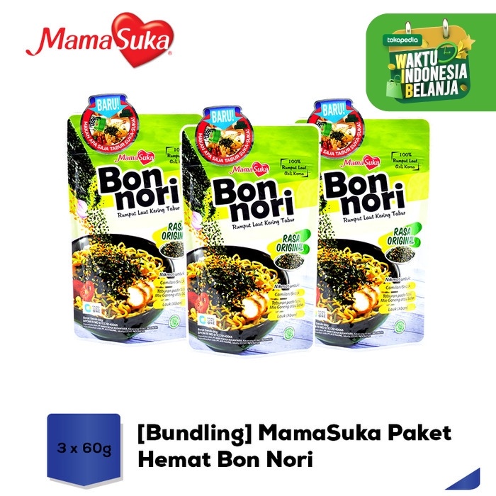 

ABON- BUNDLING MAMASUKA PAKET HEMAT BON NORI 60 GR - 3 PCS -MAKANAN-KERING.