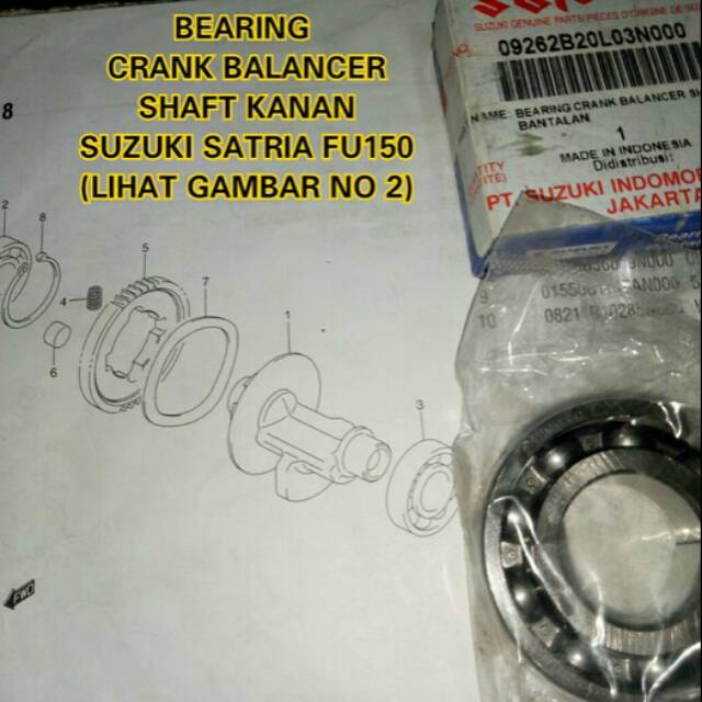 LAKER BEARING CRANK BALANCER SHAFT KANAN SUZUKI SATRIA FU150 ORI SGP