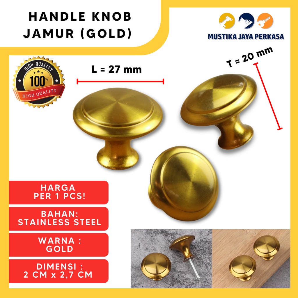 Handle Tarikan Knob Jamur Stainless Besi Murah Pegangan Laci Lemari