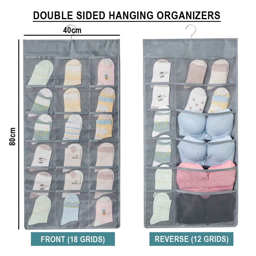 Underwear Organizer / Tempat Pakaian Dalam 30 Pouch Gantung 2 Sisi