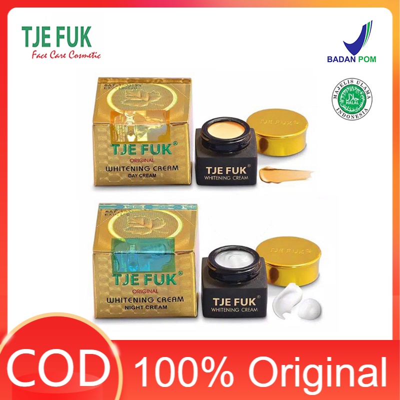 Tje Fuk Original Whitening Cream Skincare Paket Pemutih Wajah Krim Malam dan Siang BPOM 15g*2