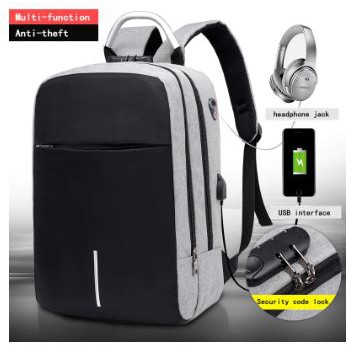 Tas Ransel 14inch Laptop Anti Maling Theft Smart Backpack USB Charger