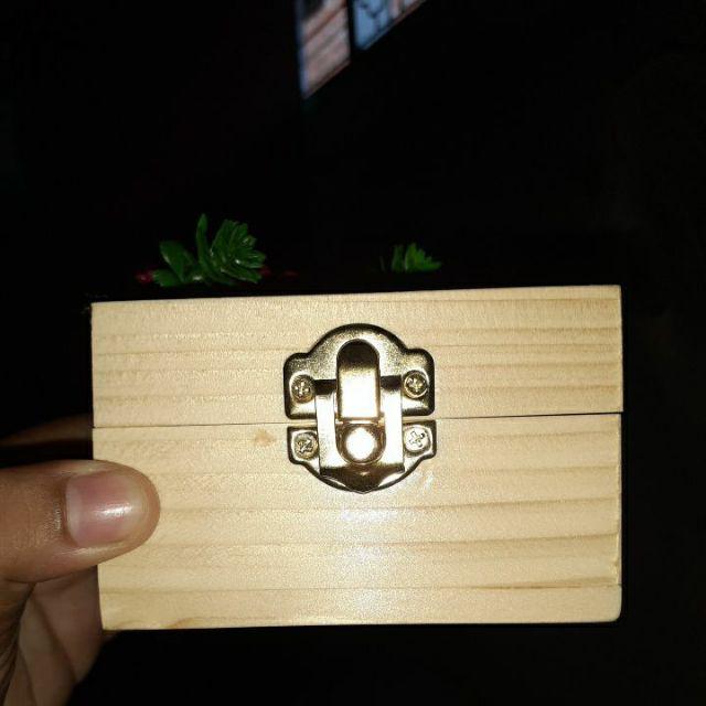 Kotak Cincin Kayu Segi 4 Gold | Ring Box Wedding Engagement