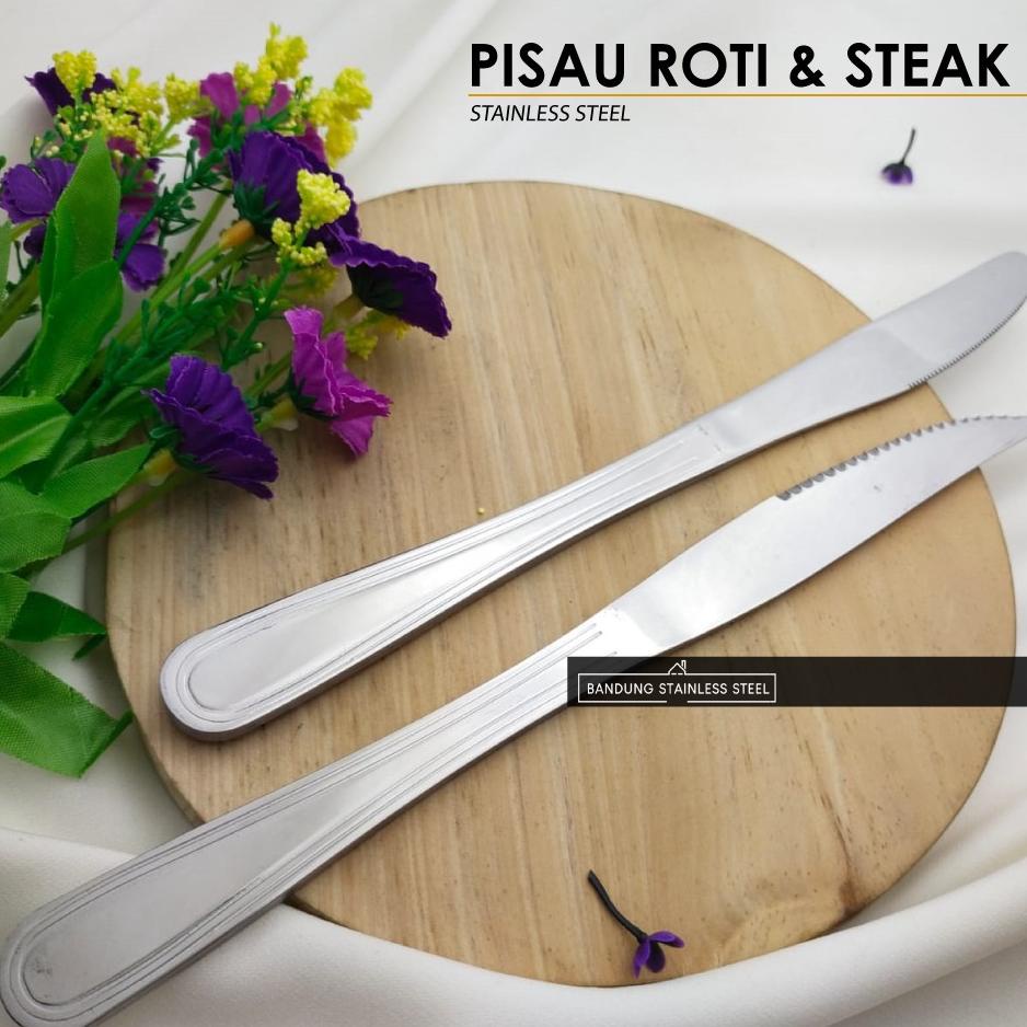 Pisau Stainless pisau makan selai steak roti oles mentega panjang multifungsi tebal hotel