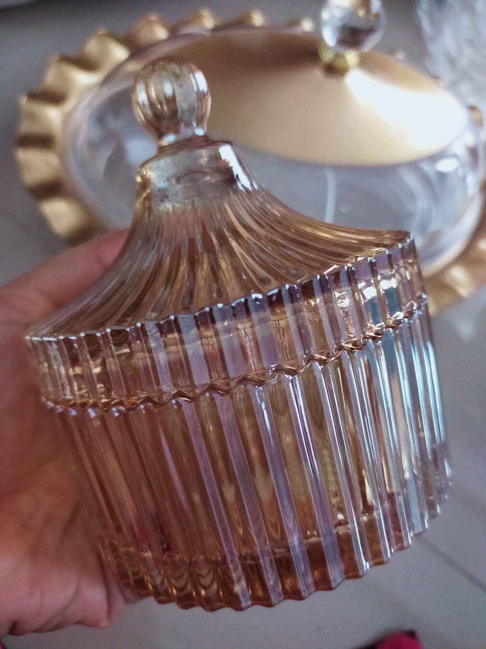 Serbu Murah - Glass Candy Jar Carrousel Wtg-006 - Gold - Toples Permen - Toples Kaca