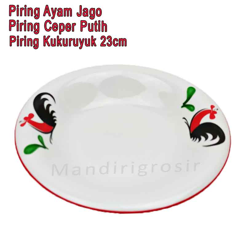 Piring Putih *Piring Ayam Jago * Piring Kukuruyuk * Uk.23cm