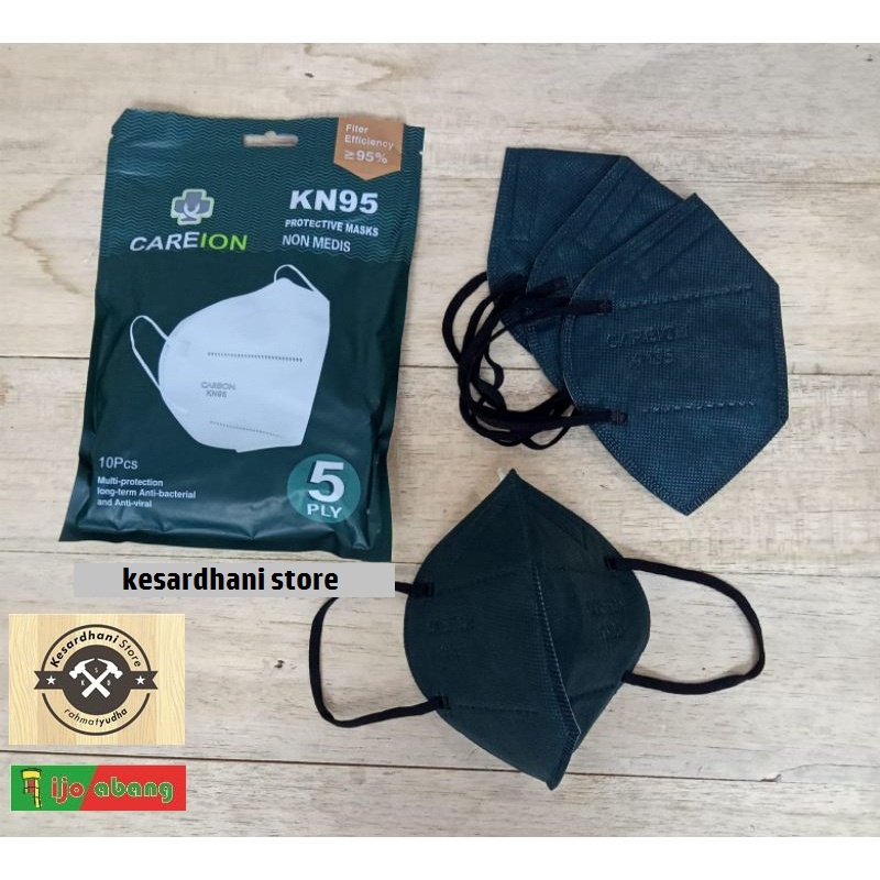 Masker KN95 CAREION HITAM isi 10 pcs BLACK Face Mask CARE ION 5ply 10pcs per pack KN 95 Facemask 5 ply