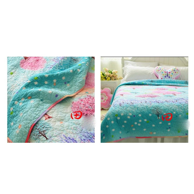 Bed Cover Cotton Quilt / Bed Cover Selimut Motif Pohon