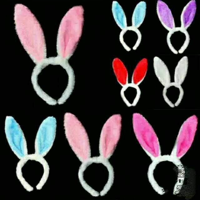 bando kelinci bludru non LED isi 6 pcs mix warna