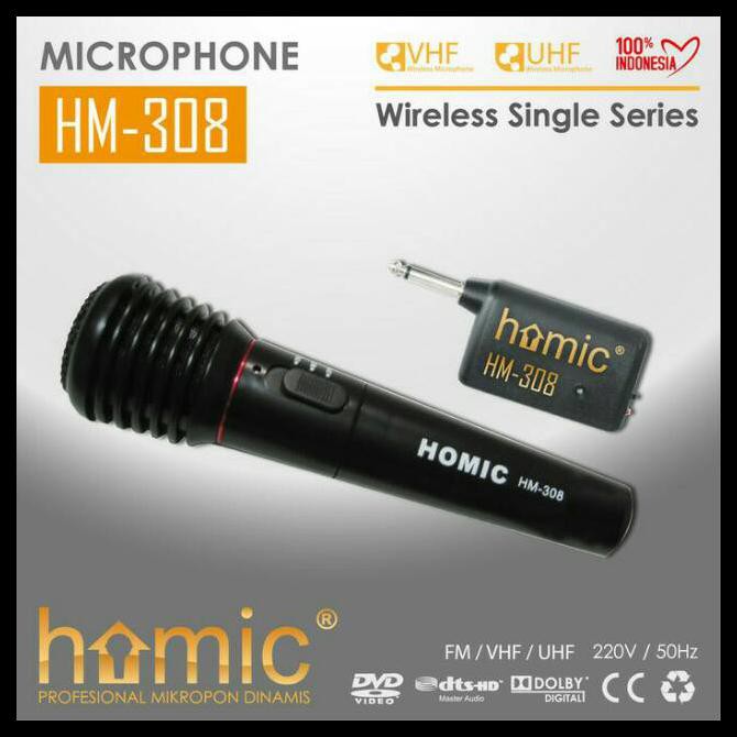 mic / Microphone Single Kabel dan Wireless Homic HM 308