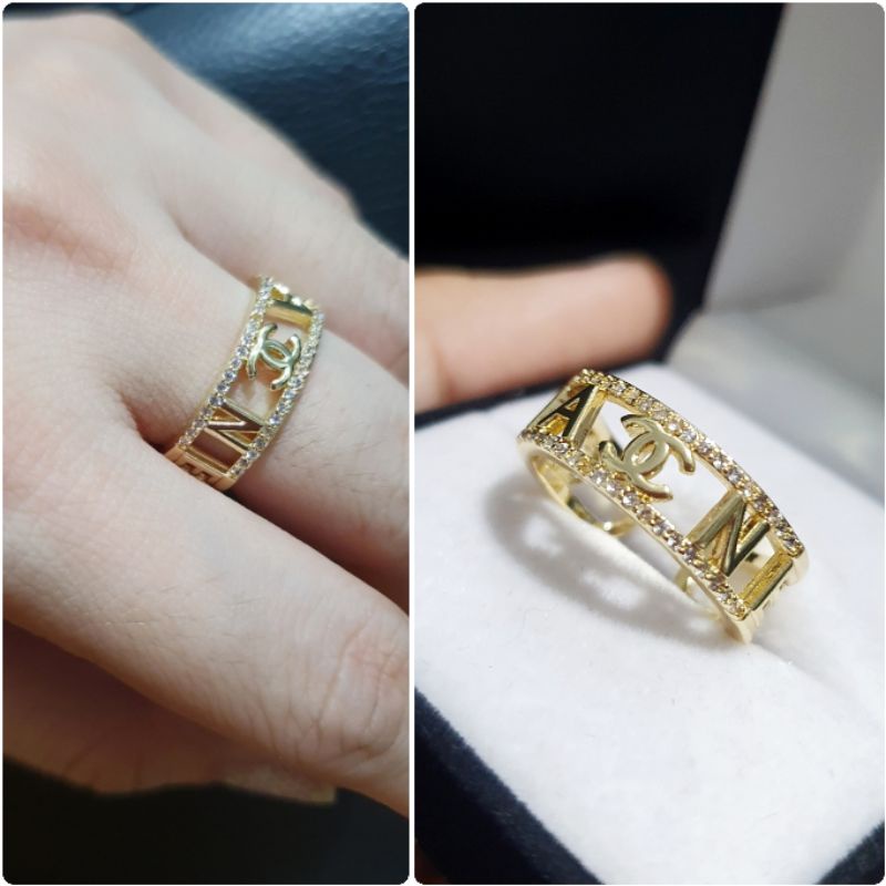 Cincin Titanium Asli Gold Free Size Bisa Setel Besar Kecil Anti karat Stainless steel 011