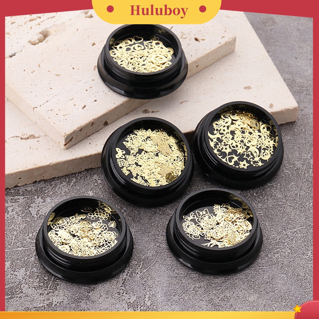 Huluboy Huluboy♡ Payet Logam Bentuk Hati Daun Mahkota Pita Untuk Aksesoris Perhiasan Nail Art