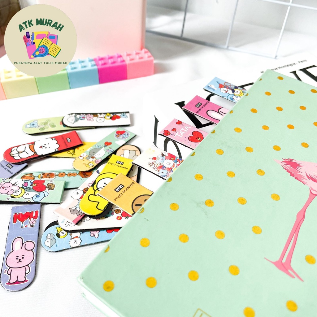 

Pembatas Buku Magnet Bt21 isi 20 pcs BOOKMARK Penanda Halaman Stiker Buku Karakter BTS BT21 KPOP ready COD Jakarta