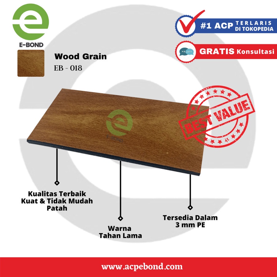 ACP Ebond - Alumunium Composite Panel 3mm Wood Grain
