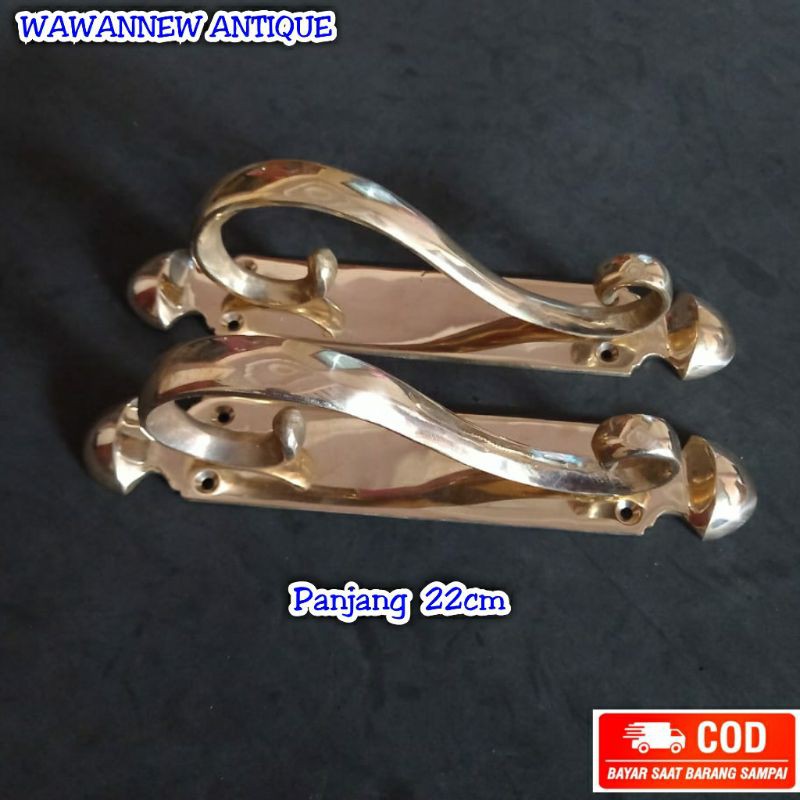 Handle / Tarikan Pintu Rumah Pagar Kuningan Antik Murah Motif Cumi 22cm