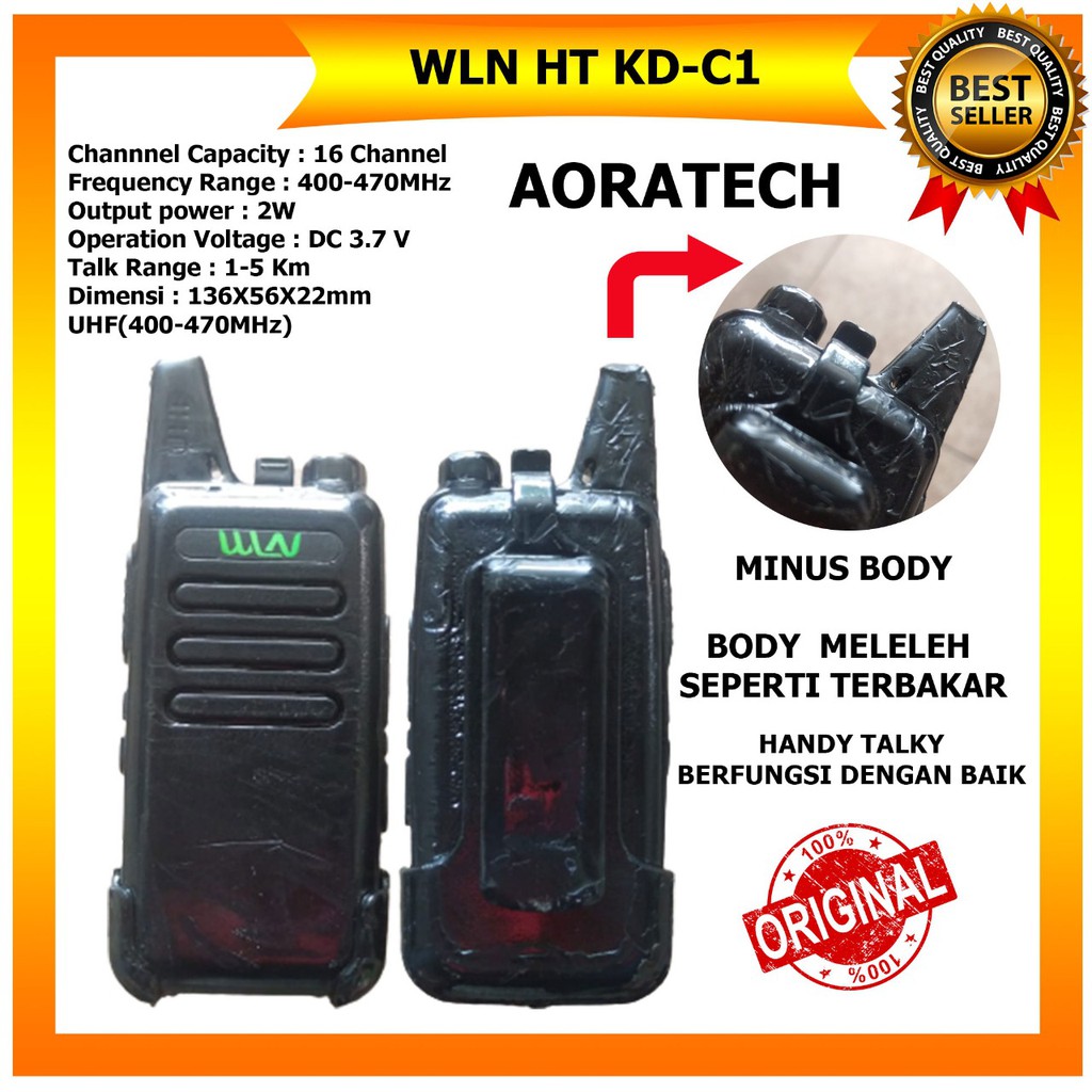 Walkie Talkie WLN HT KDC1 (isi 2pcs) - Hitam Minor Non Garansi