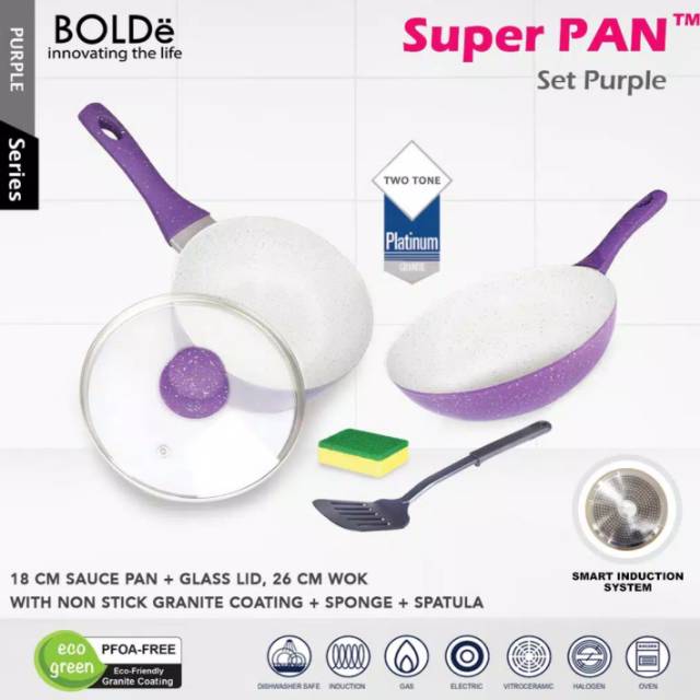 Super PAN Set Purple 5 In 1 Original BOLDe 5 pcs Premium Quality Teflon