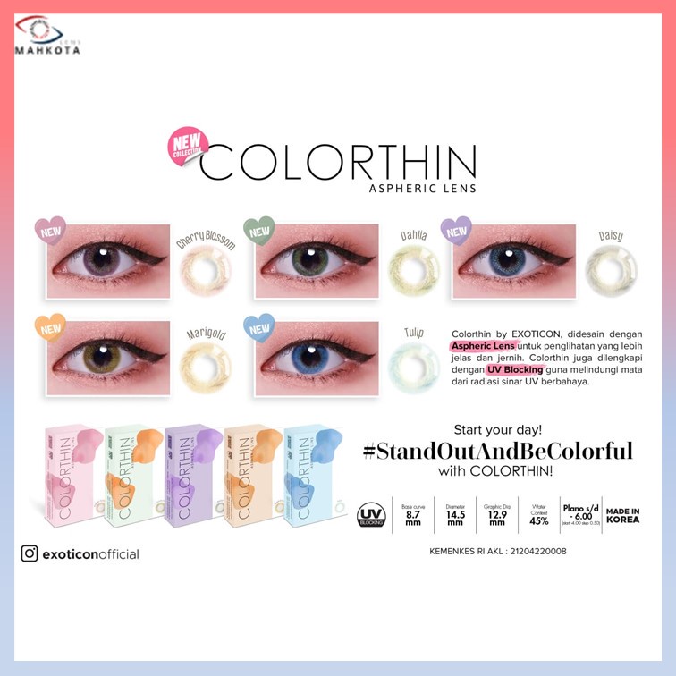 SOFTLENS X2 COLORTHIN / MINUS (-2.75 SD -6.00) BY EXOTICON / DIA 14.5MM / FREE LENSCASE / Softlen Soflen Soflens