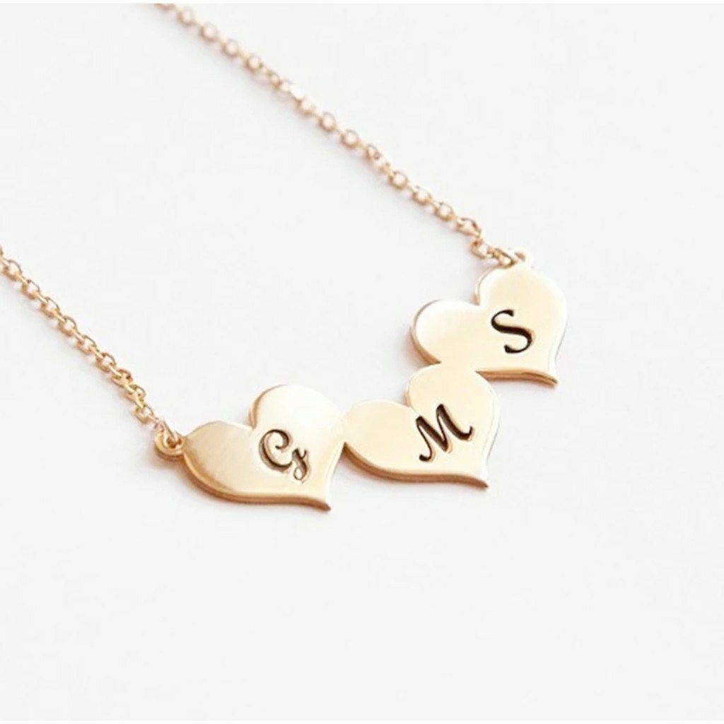 Kalung Nama Inisial Logam Kuningan Lapis Emas 24k dan Silver || Love Story Necklace #KN03