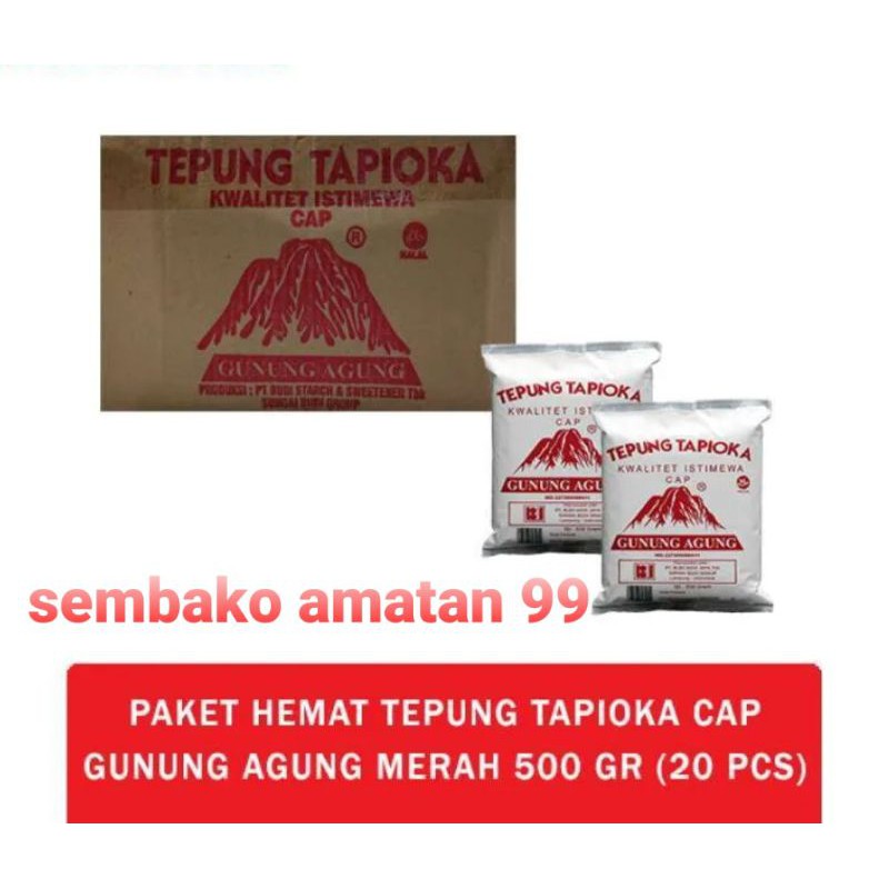 Sagu Gunung Kemasan 500 Gr/dus/tepung Tapioka/sagu Cap Gunung Agung/tepung Tapioka Cap Gunung Agung