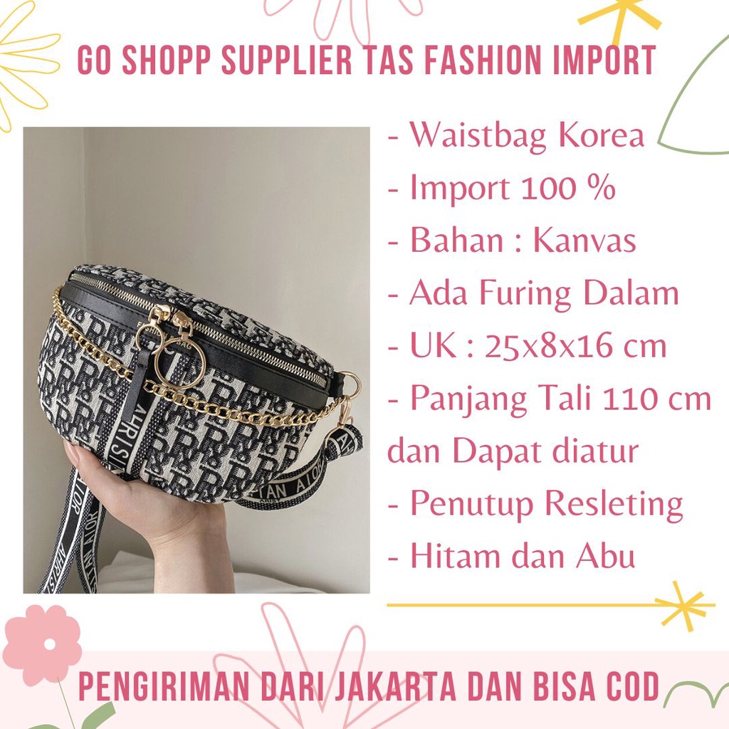 Waistbag Wanita Import Terbaru Bahan Kanvas - Tas Pinggang Wanita Fashion Korea Import - Tas Wanita Kekinian [WB15]