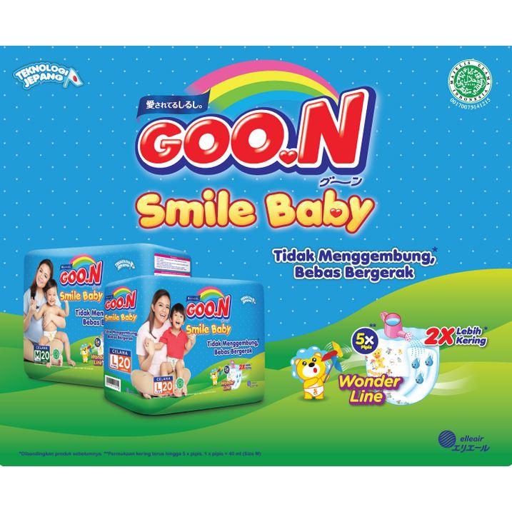 Popok Bayi GooN Smile Baby Comfort Fit Tipe Celana M44 M 44 pcs Unisex