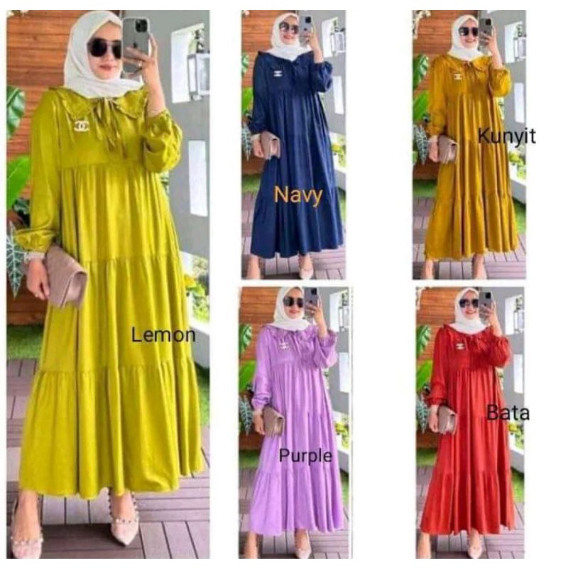 marina midi dress polos rayon / maxi dress polos / gamis rayon premium /gamis midi dress rayon dress