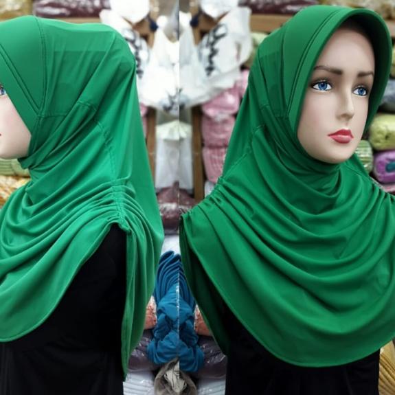 Hijab instan polos RUMANA model kerut samping kiri kanan