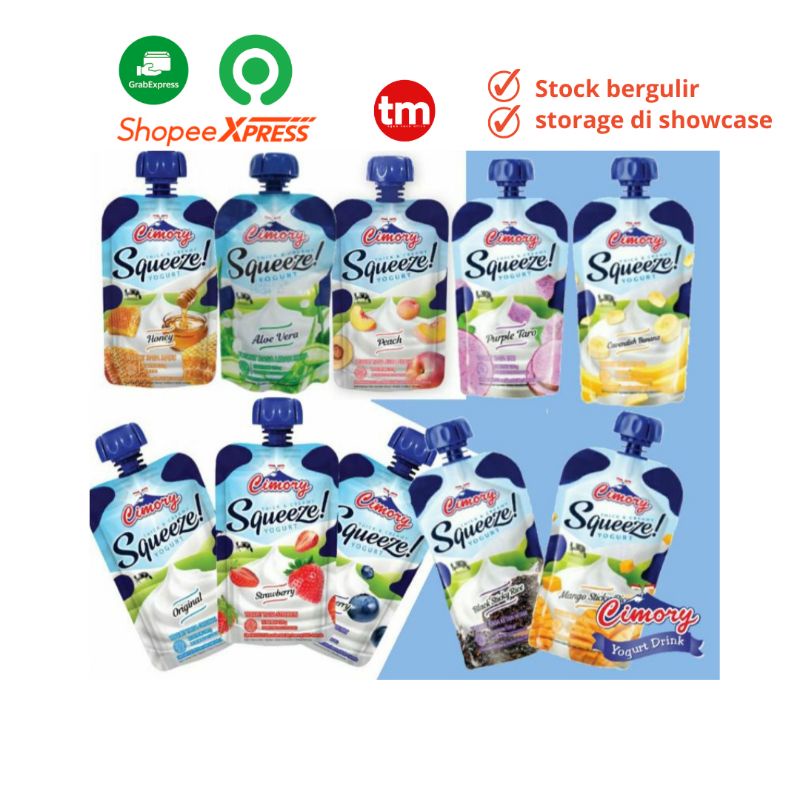 Cimory Squeeze Yoghurt Murah Blueberry Strawberry cimori Mango Black Sticky Rice Banana Peach Honey