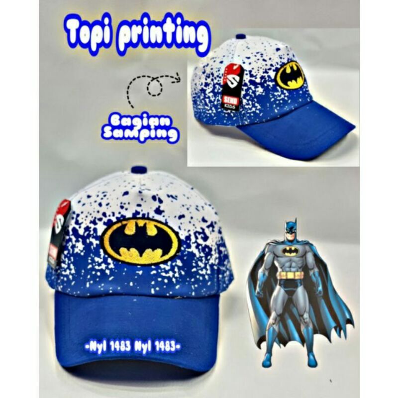 TERBARU REALPICT topi anak laki laki batman vs spiderman motif bordir dan printing usia 2-10 tahun