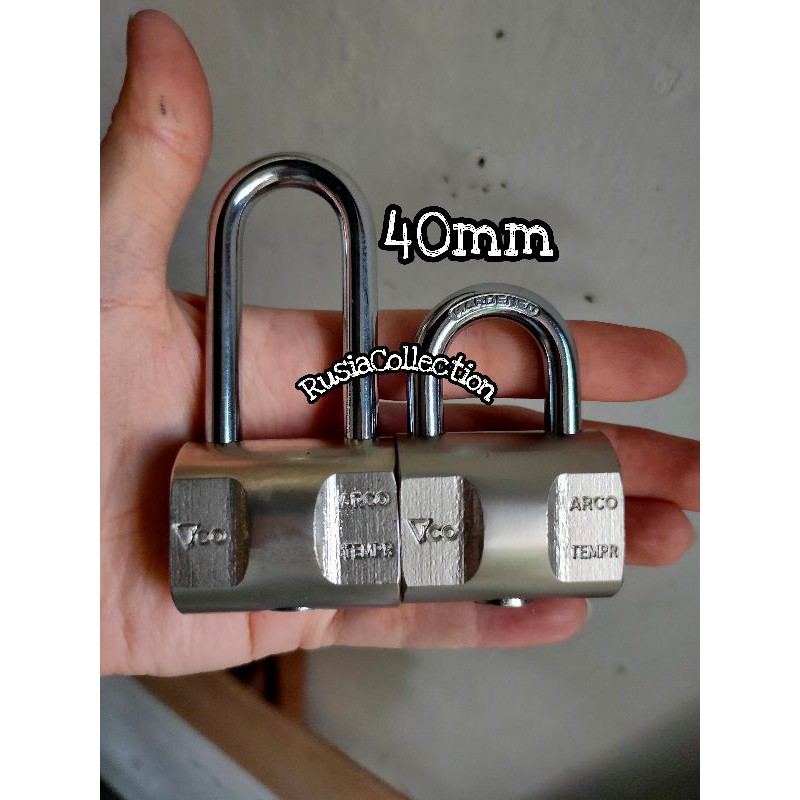 GEMBOK VICO 40mm/50mm/60mm leher pendek putih stainless