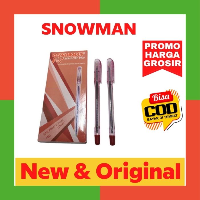 

Pulpen Snowman V-1 / V1 New Vision Warna Merah