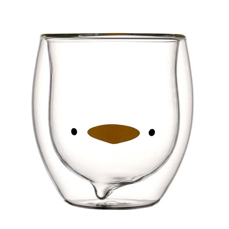 Cangkir Kopi Gelas Anti Panas Double Wall Glass Unik Design Koleksi-Penguin 250ml