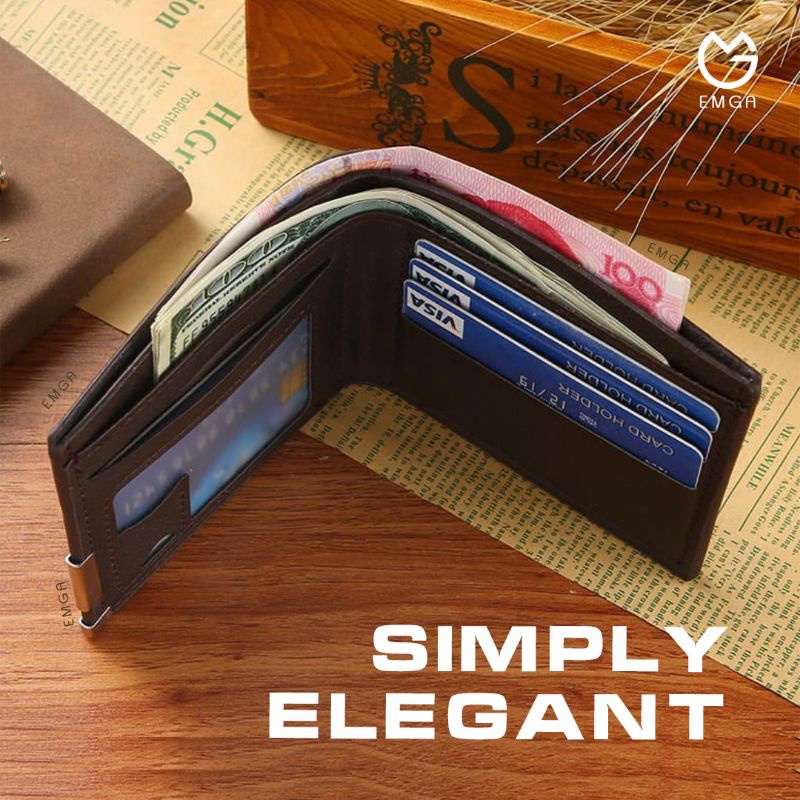 Emga Milo Men Wallet Dompet Laki Pria Fashion Men Korea New Style Hitam Coklat Lipat-1