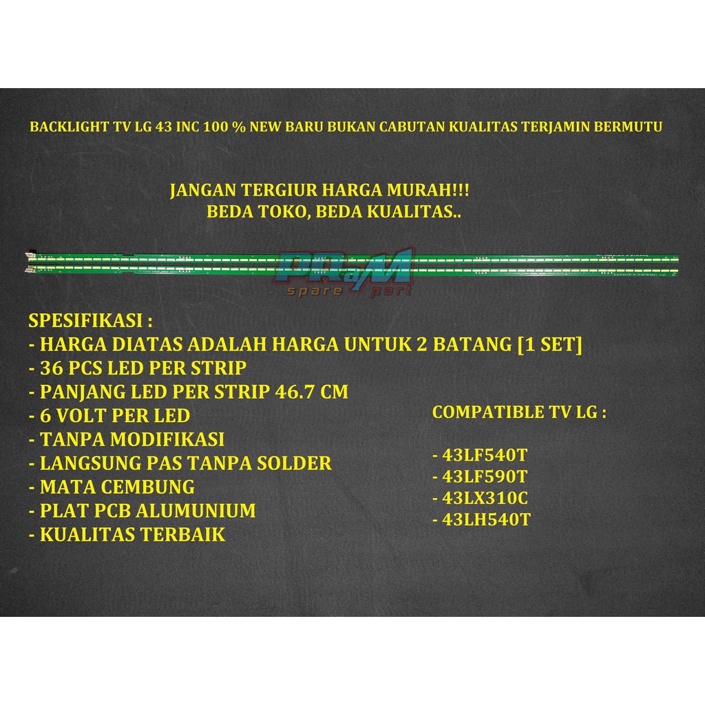 Backlight Led Tv LG 43 INC 43LF540 T  Lampu Tv LG BL 43LF540 43LF540T 43LF590T 43LX310C 43LH540T