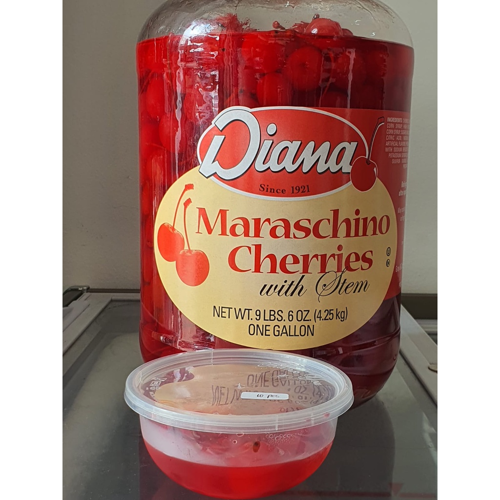 

CHERRY TANGKAI MERAH DIANA MARASCHINO CHERRIES RED CHERY STEM BUAH JAR