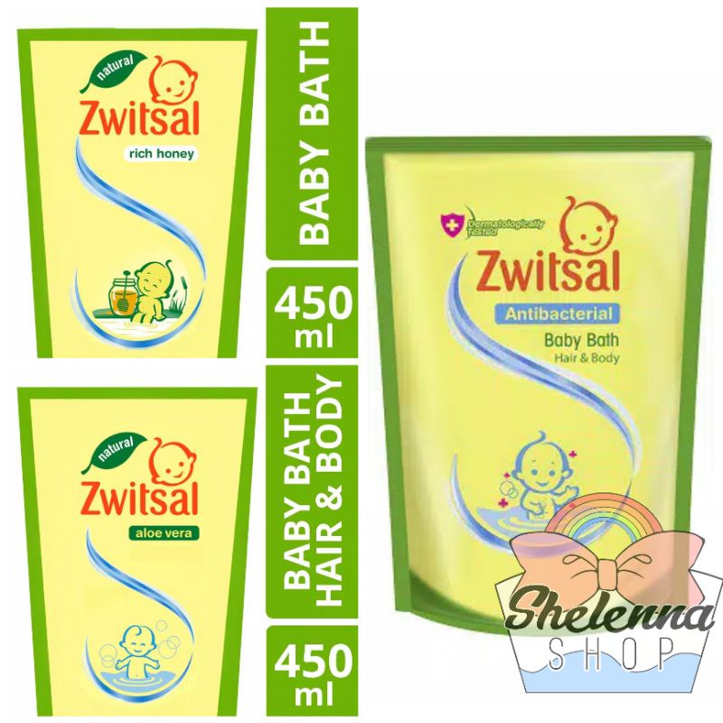 Zwitsal Baby Bath Aloe Vera Hair &amp; Body / Rich Honey / Antibacterial Kemasan Refill 450ml 600ml