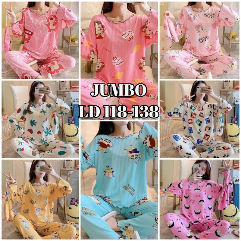 Baju Tidur Import Wanita Murah Piyama Import Wanita Motif Terbaru Jumbo LD120-150