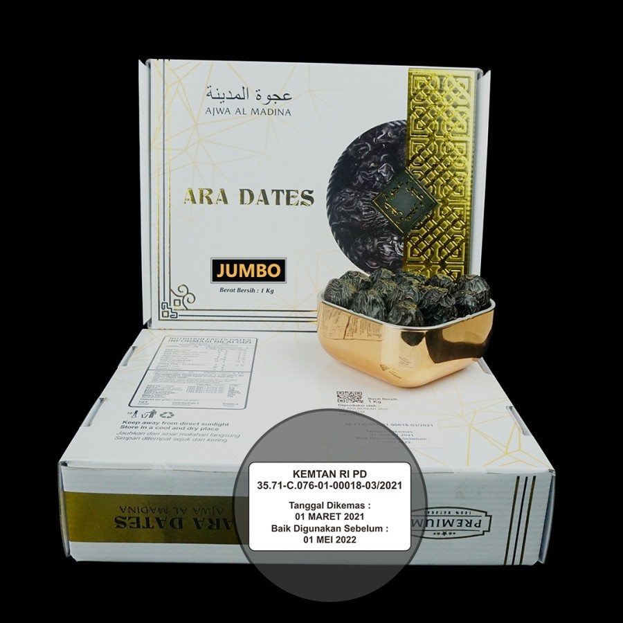 Kurma Ajwa Premium Jumbo ARA Dates 1 kg Original KEMTAN