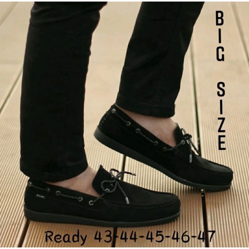 Sepatu Kerja Pria Loafers X.7Black Kulit Pantofel Kantoran Ukuran besar 43-44-45-46-47 Sepatu JUMBO Pesta Kaki Gemuk Lebar Hitam, 47