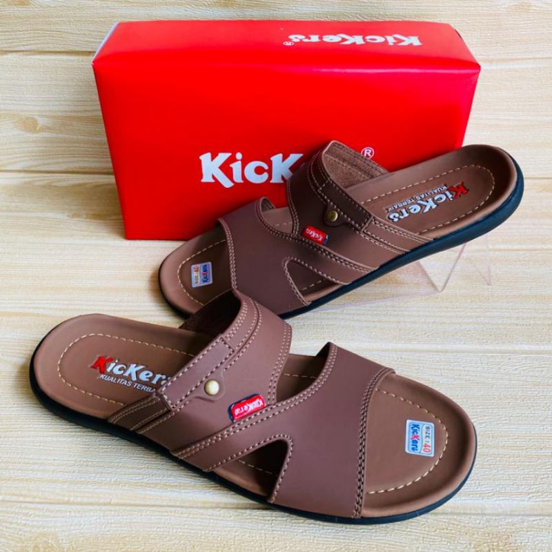 SANDAL SLOP PRIA KULIT KICKERS TERBARU TRENDI FASHION