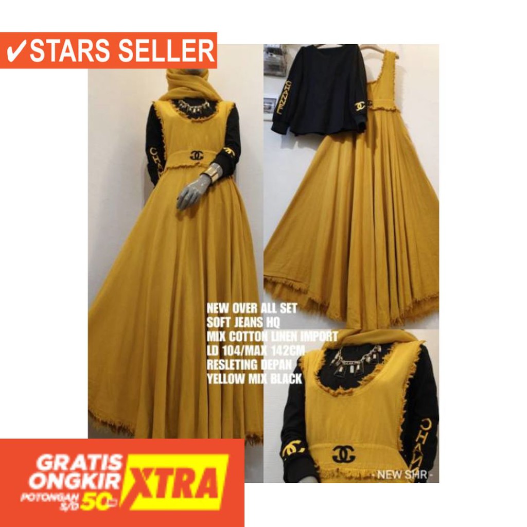 BUSANA MUSLIM PEREMPUAN FASHIONABLE CEWEK CANTIK / 100% ORI SHR New overall set soft jeans HQ