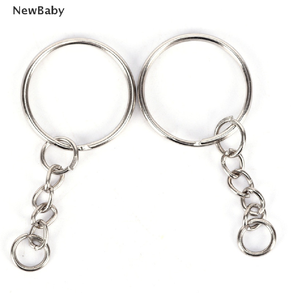 Newbaby 50PCS Ring Gantungan Kunci Silver Polished 25mm DIY